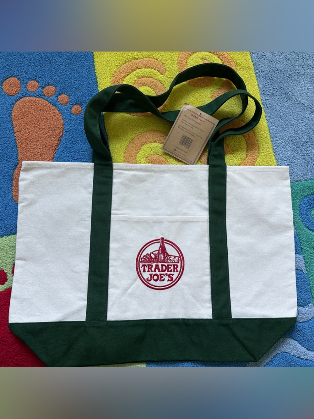 Trader Joe’s large Green canvas tote bag - NWT
